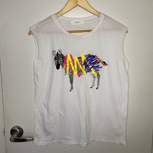 Neon Zebra Graphic Muscle Tank Top